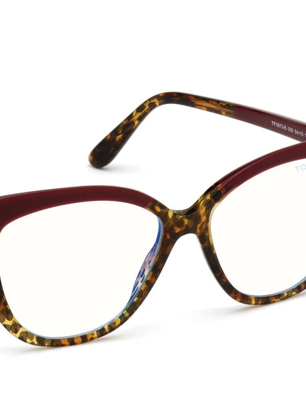NEW TOM FORD TF5673-B 056 BURGUNDY VINTAGE LEOPARD AUTHENTIC EYEGLASSES FRAME - Picture 4 of 9